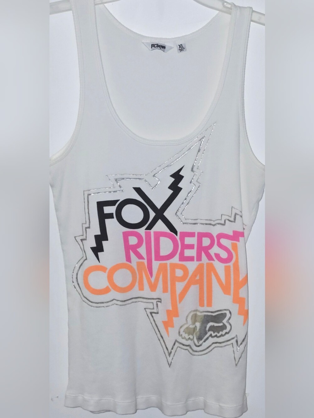 Vintage Fox White Ribbed Graphic Tank Top